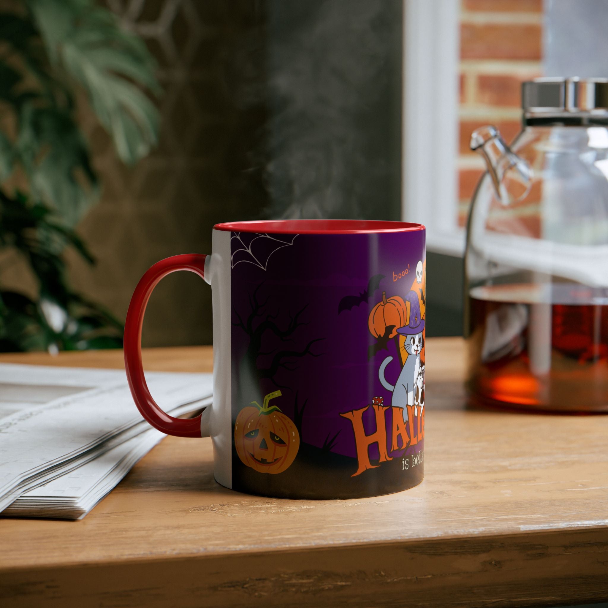 Happy Halloween is Better with Cats | Two-Tone Coffee Mugs